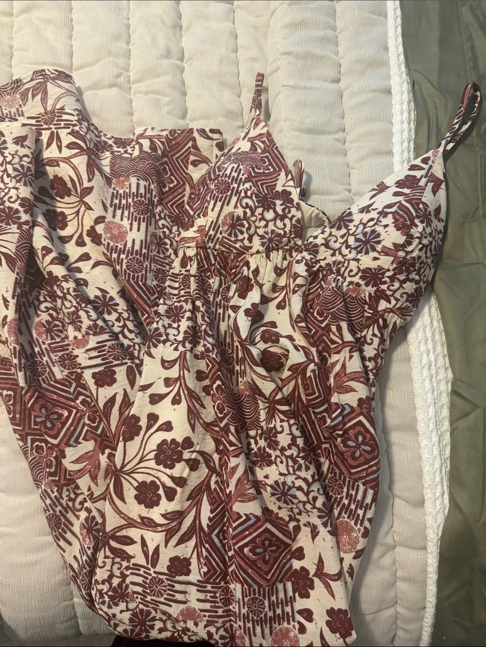 Abercrombie & Fitch Pink and White Printed Bra-Free Clasp-Back Maxi Dress